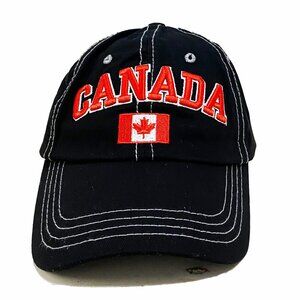 Variety To Go Canadian Baseball Hat, 100% Cotton Maple Leaf Hat (2062 Black)